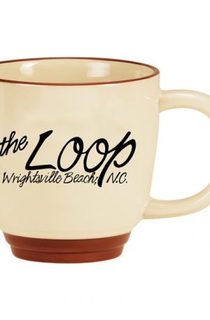 14 oz Almond Bistro Mug with Maroon Trim-0