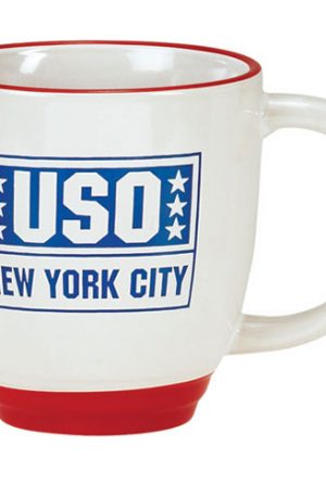 14 oz White Bistro Mug with Red Trim-0