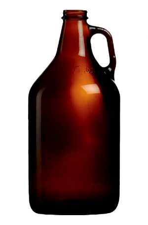 64 ounce amber glass growler undecorated