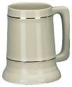 28oz ceramic stein with gold bands in natural color