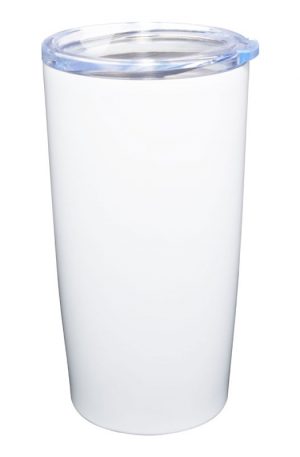 20 ounce white stainless steel travel tumbler