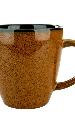 14 ounce terra cotta porcelain coffee mug with speckled glaze